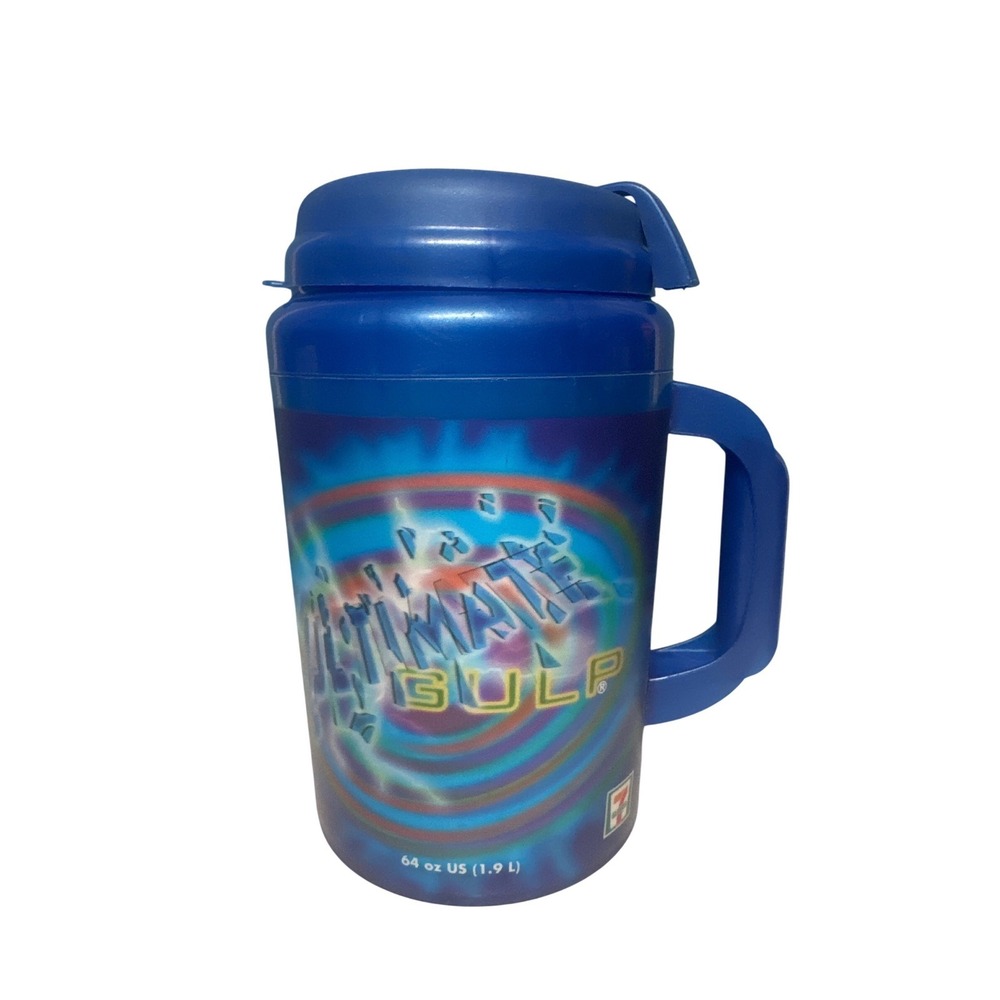 7-Eleven‎ Ultimate Gulp 64 oz Blue Insulated Travel Mug Vintage 1.9L Large Cup